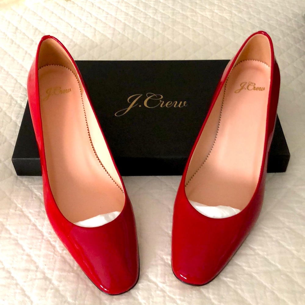 NWT J CREW Red Block Heel Pump sz9